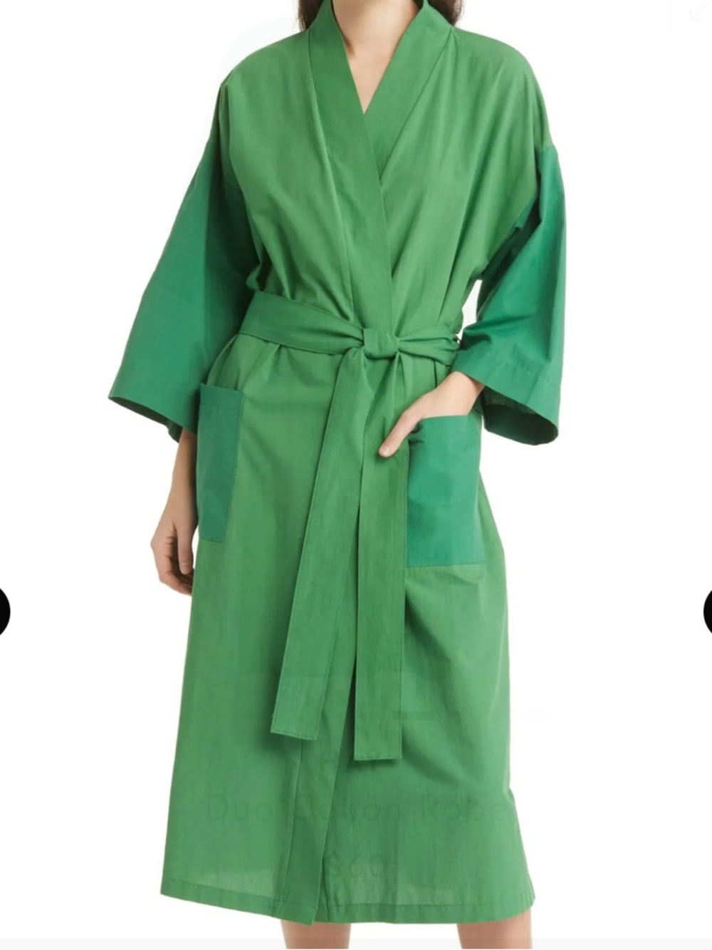 Hay Duo Cotton Robe Green